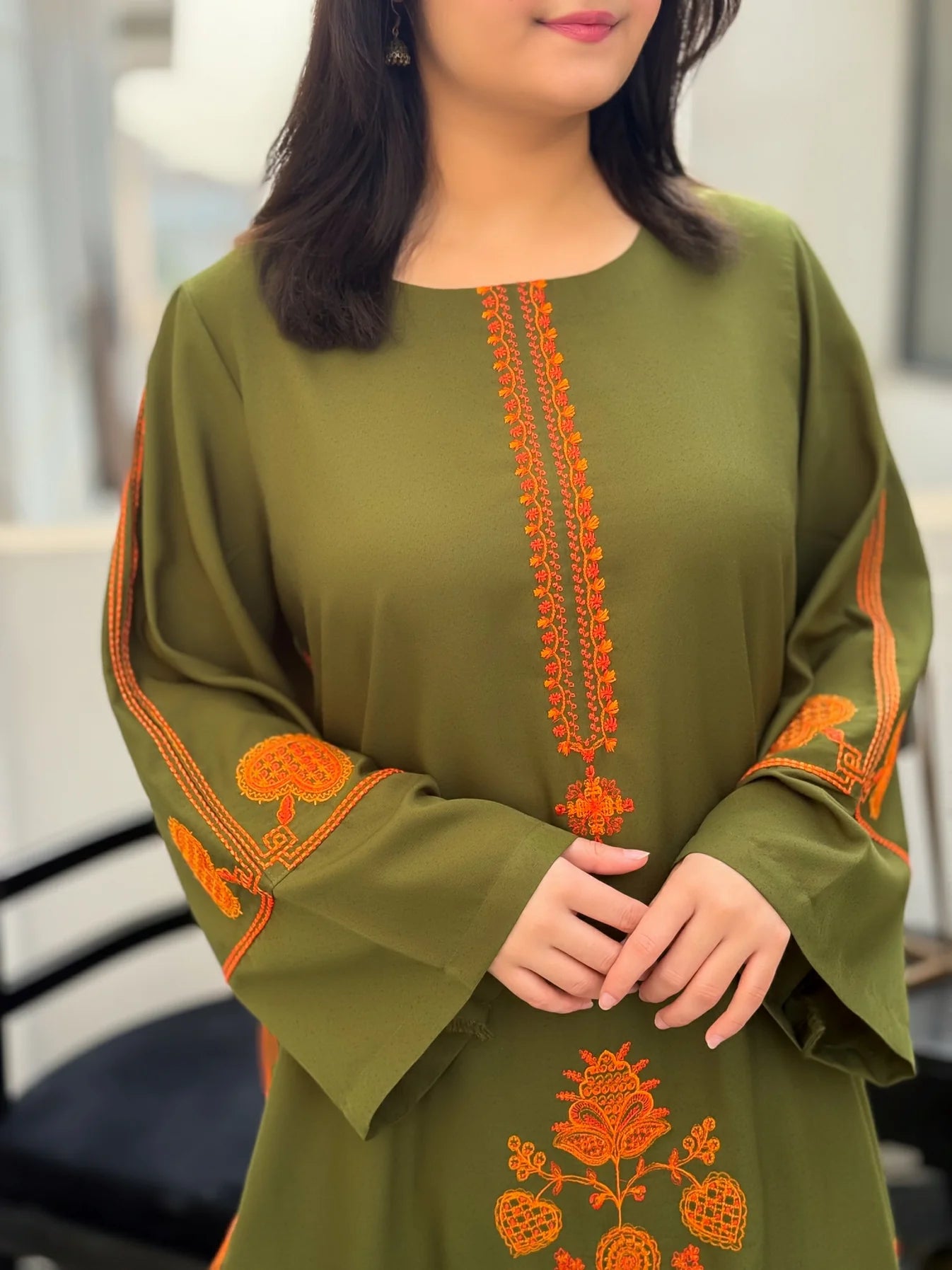 UMZAY LEAF GREEN EMB 2PC