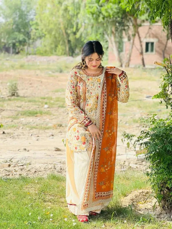 MEHAR LAWN 3PC ( FARSHI SHALWAR )